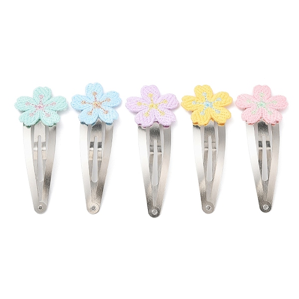 

PandaHall Polyester Embroidered Flower Snap Hair Clips, with Iron Clips, Hair Accessories for Girl, Mixed Color, 67x25x2.5mm Polyester..., Multicolor
