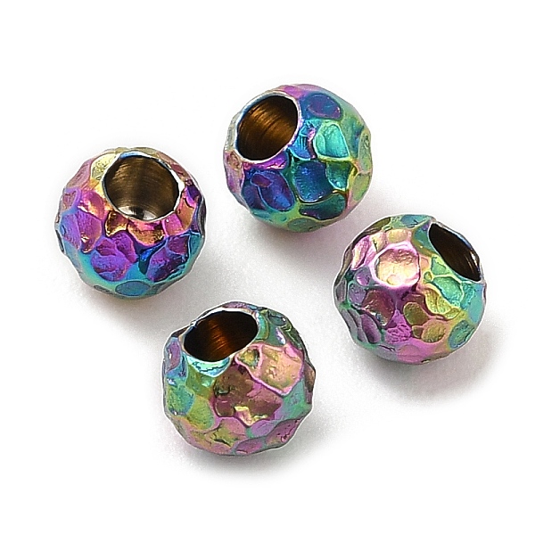 

PandaHall Ion Plating(IP) 304 Stainless Steel Cord End, End Caps, Hammered Round, Rainbow Color, 4x4mm, Hole: 1.8mm 304 Stainless Steel...