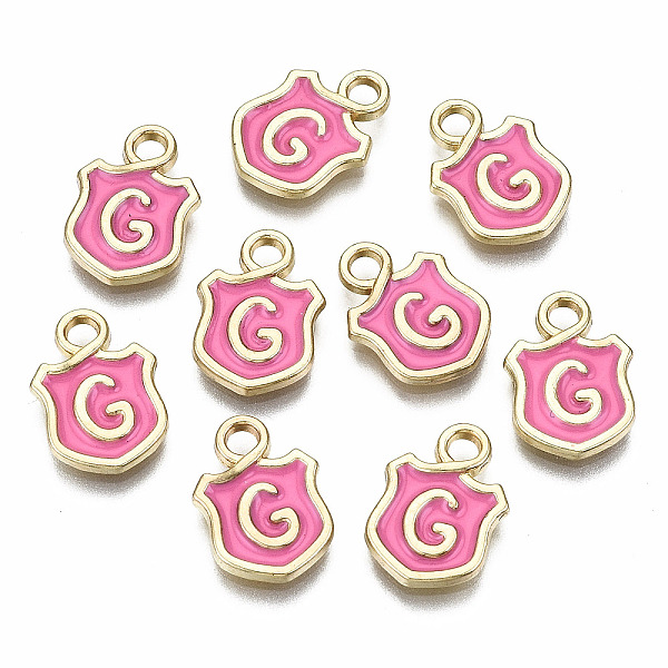 

PandaHall Alloy Enamel Charms, Cadmium Free & Lead Free, Shield with Initial Letters, Light Gold, Letter.G, 14x10x2mm, Hole: 2mm...