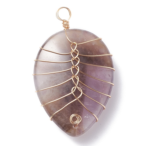 

PandaHall Natural Amethyst Pendants, with Eco-Friendly Copper Wire Wrapped, Water Drop, 42~43x25~26x12mm, Hole: 4mm Amethyst Teardrop