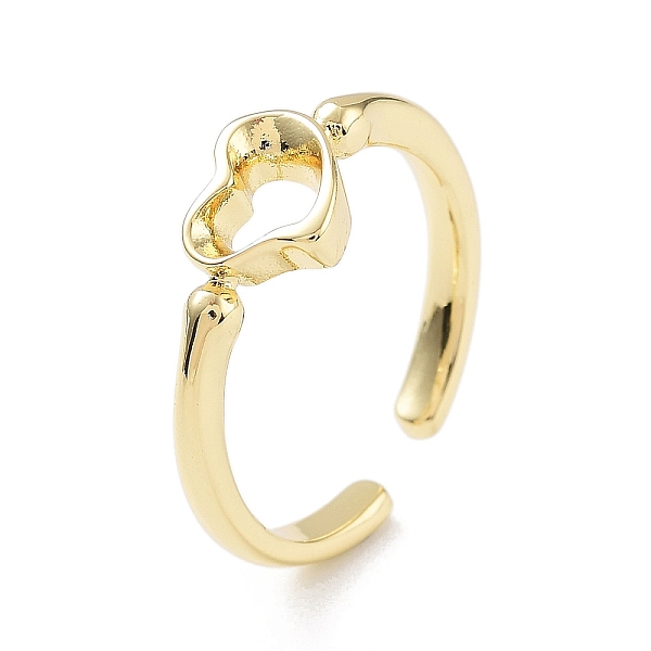 

PandaHall Brass Open Cuff Rings for Women, Heart, Golden, Inner Diameter: 17.8mm Brass Heart