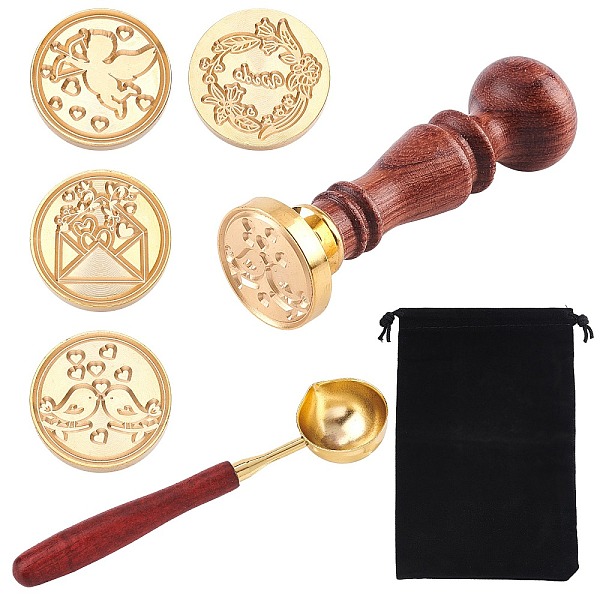 

PandaHall CRASPIRE DIY Stamp Making Kits, Including Brass Wax Seal Stamp Head, Brass Spoon, Pear Wood Handle, Rectangle Velvet Pouches...