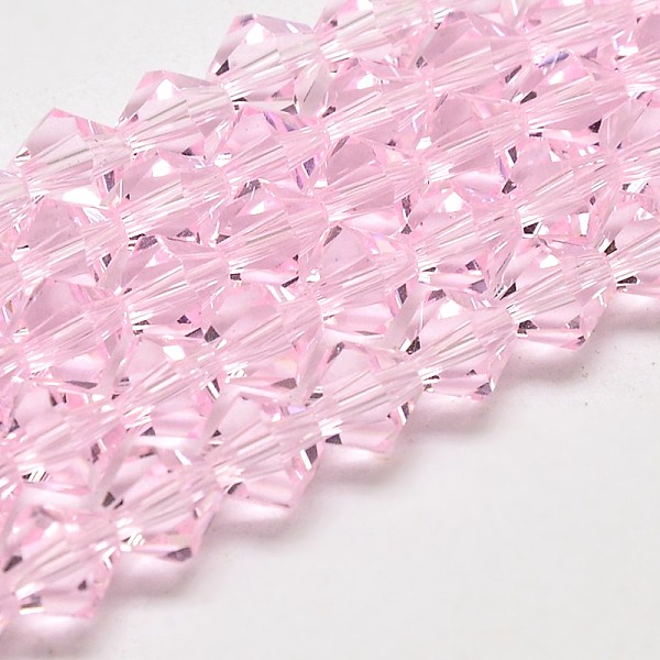 

PandaHall Imitate Austrian Crystal Bicone Glass Beads Strands, Grade AA, Faceted, Pearl Pink, 3x3.5mm, Hole: 0.8mm, about 120~125pcs/strand...