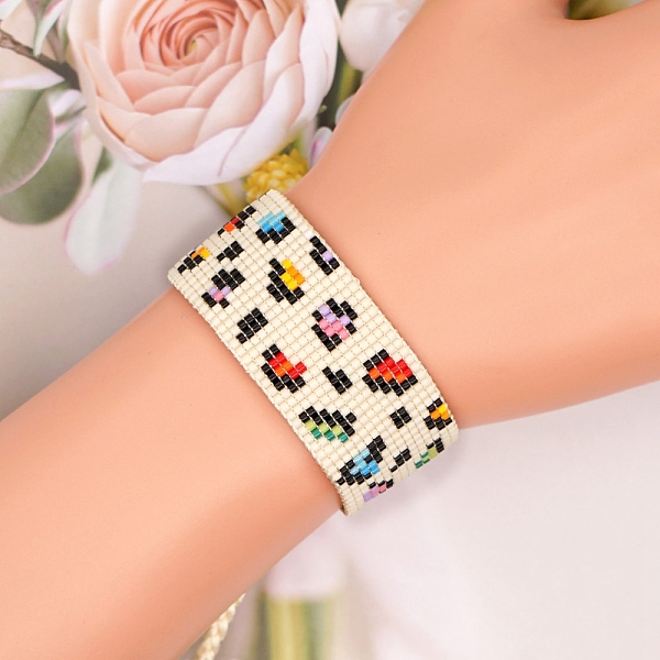 

PandaHall Miyuki Seed Braided Bead Bracelet, Wide Band Friendship Bracelet for Women, Colorful, 11 inch(28cm) Glass Brown