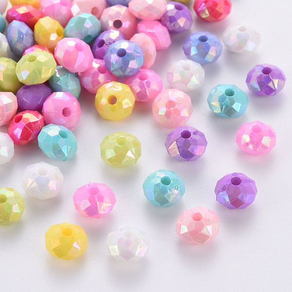 

PandaHall Opaque Acrylic Beads, AB Color Plated, Faceted Rondelle, Mixed Color, 8x5.5mm, Hole: 1.6mm, about 3125pcs/500g Acrylic Rondelle..., Multicolor