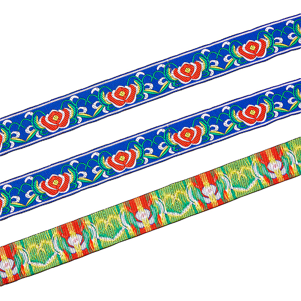 

PandaHall Ethnic Style Polyester Ribbon, Jacquard Ribbon, Tyrolean Ribbon, Flower Pattern, Blue, 1-1/4 inch(33mm), about 7.66 Yards(7m)/Roll...