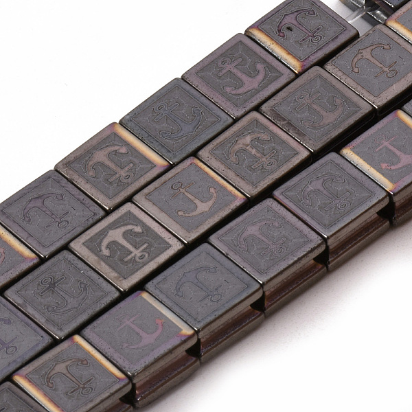 

PandaHall Electroplate Non-magnetic Synthetic Hematite Beads Strands, Square with Anchor, Gunmetal Plated, 8x8x5mm, Hole: 2mm, about...
