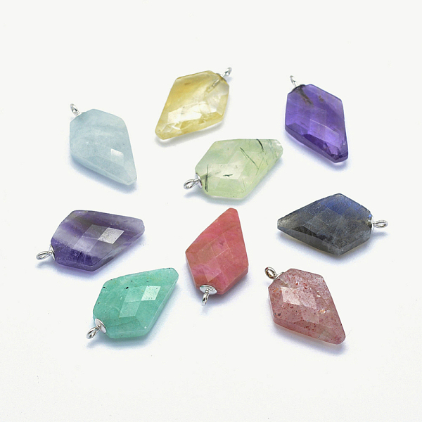 

PandaHall Natural Gemstone Pendants, with Silver Color Plated Brass Findings, Faceted, Arrowhead, 19x11x4.5~5mm, Hole: 1mm Mixed Stone Arrow