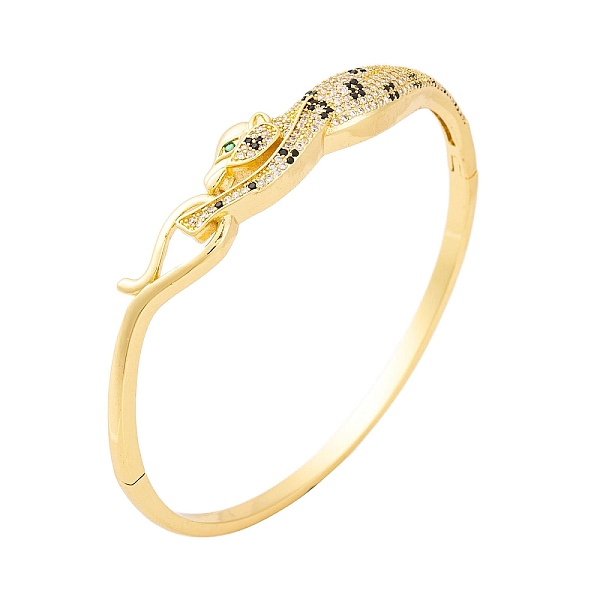 

PandaHall Brass Pave Colorful Cubic Zirconia Leopard Hinged Bangles for Women, Golden, Inner Diameter: 2-3/8 inch(6.1cm) Cubic Zirconia..., Multicolor