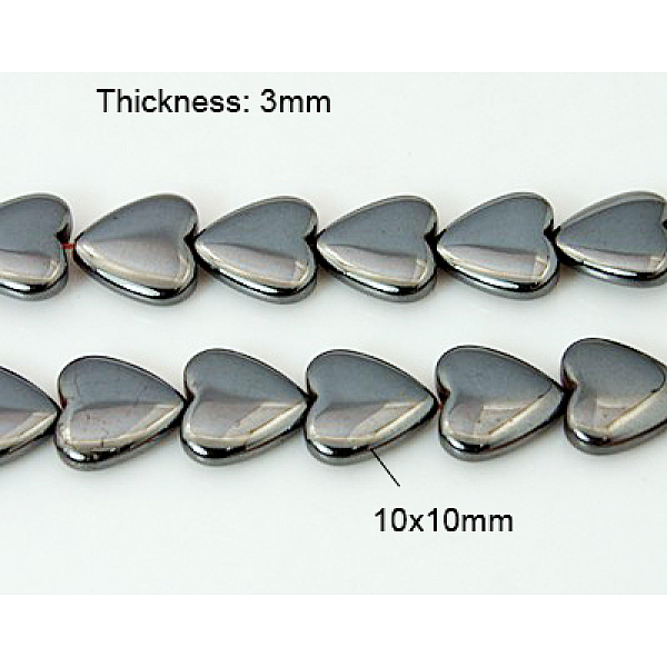 

PandaHall Non-Magnetic Synthetic Hematite Bead Strands, Heart, Black, 10x10x3mm, Hole: 1mm, about 43pcs/strand, 15.98 inch Non-magnetic...