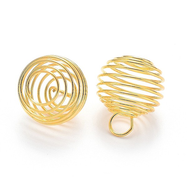 

PandaHall Iron Wire Pendants, Spiral Bead Cage Pendants, Round, Golden, 15~16x14mm, Hole: 4~5mm Iron Round