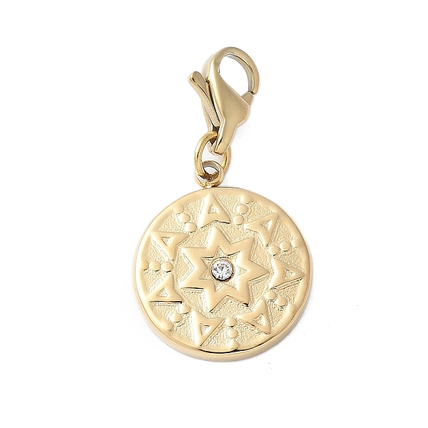 304 Stainless Steel Flat Round with Star Pendant Decoration