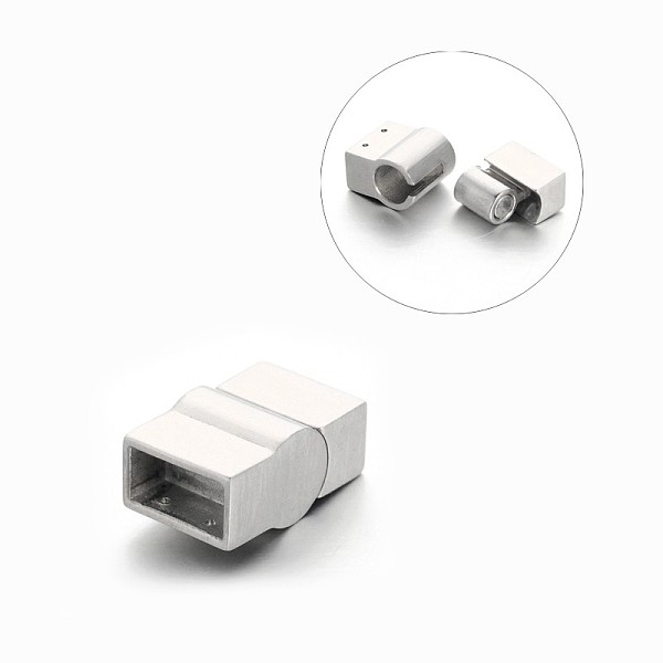 

PandaHall Rectangle 304 Stainless Steel Matte Surface Magnetic Clasps with Glue-in Ends, Stainless Steel Color, 19x12x9mm, Hole: 10x5mm 304...