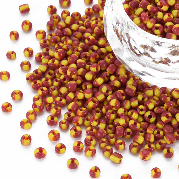 

PandaHall 8/0 Two Tone Opaque Glass Seed Beads, Opaque Colours Seep, Round Hole, Column, Yellow, 3~3.5x2~2.5mm, Hole: 1mm, about 450g/Pound...