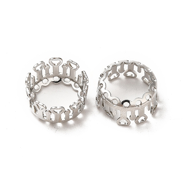 

PandaHall Brass Cabochon Settings, Open Back Bezel, Hollow Flat Round with Heart, Platinum, Tray: 10.5mm, 11.5x6mm Brass Flat Round