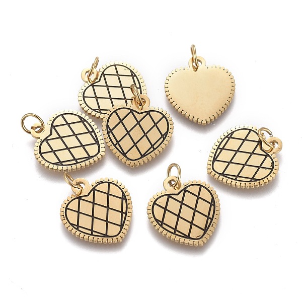 

PandaHall 316 Surgical Stainless Steel Pendants, with Jump Rings and Enamel, Heart, Black, Golden, 16.7x15x0.8mm, Hole: 3.6mm Stainless...
