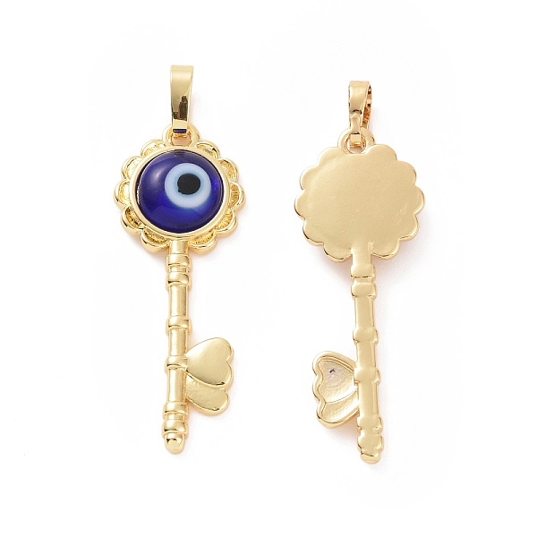 

PandaHall Handmade Evil Eye Lampwork Pendants, with Real 18K Gold Plated Tone Brass Findings, Key Charm, Blue, 33x12x4mm, Hole: 4x6mm...