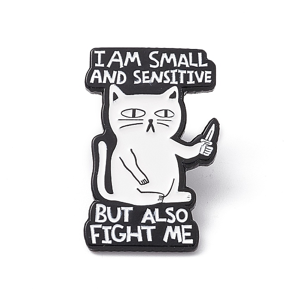 

PandaHall Cat with Word Alloy Brooch for Backpack Clothes, White, 30x19x1.8mm, Pin: 1.2mm Alloy Cat Shape White
