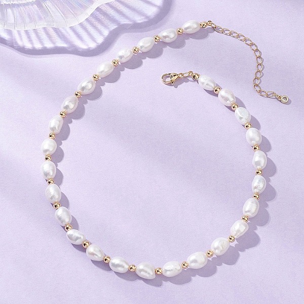 Natural Freshwater Pearl Rice Beaded Necklaces for Women
