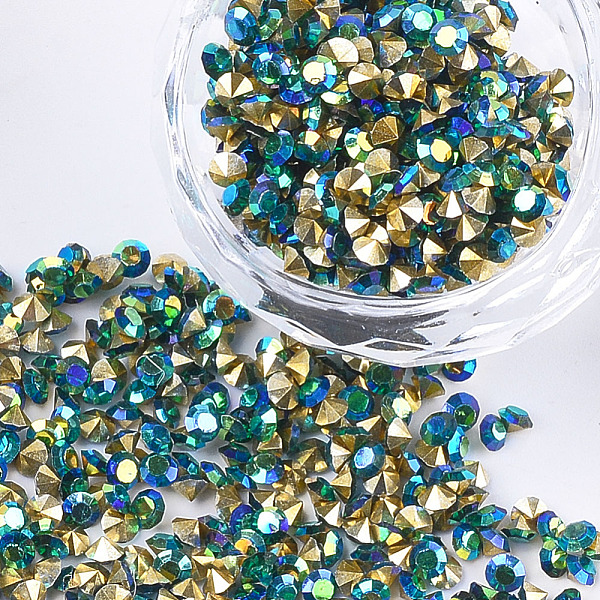 

PandaHall Eco-Friendly Pointed Back Resin Rhinestones, Back Plated and AB Color Plated, Diamond Shape, Capri Blue AB, 3mm, about..., Cyan