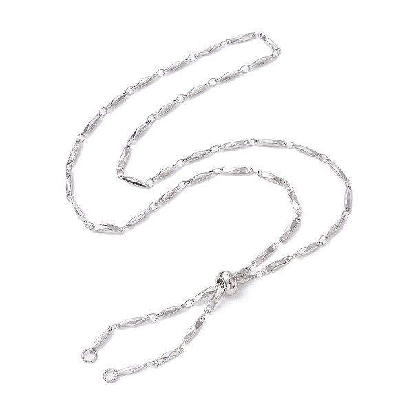 

PandaHall 304 Stainless Steel Faceted Bar Link Chain Necklace Makings, Slider Necklace, Fit for Connector Charms, Stainless Steel Color...