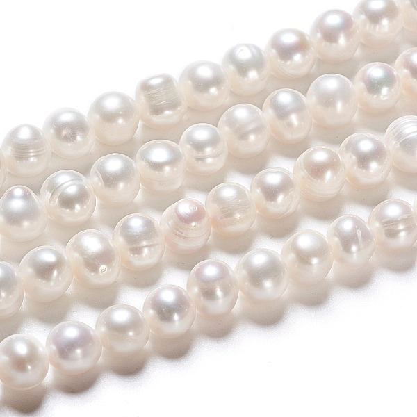 

PandaHall Natural Cultured Freshwater Pearl Beads Strands, Round, Antique White, 7~8x6~7mm, Hole: 0.6mm, about 25pcs/strand, 7.68 inch..., Orange