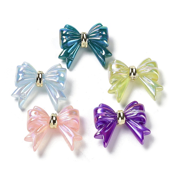 

PandaHall Iridescent Acrylic Beads, with Alloy Findings, Bowknot, Mixed Color, 32x36x10.5mm, Hole: 1mm Acrylic Bowknot Multicolor