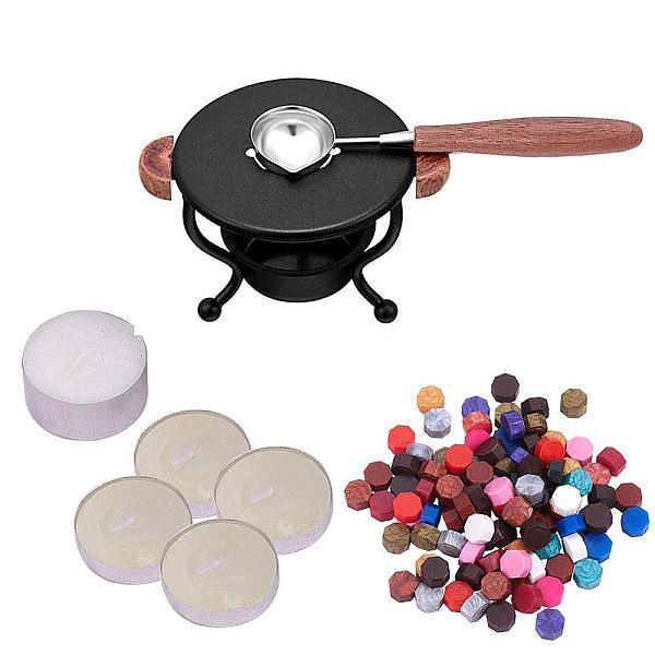 

PandaHall CRASPIRE Wax Seal Stamp Set, with Wood Wax Furnace, Wax Sticks Melting Spoon Tool, Candle and Sealing Wax Particles, Mixed Color..., Multicolor