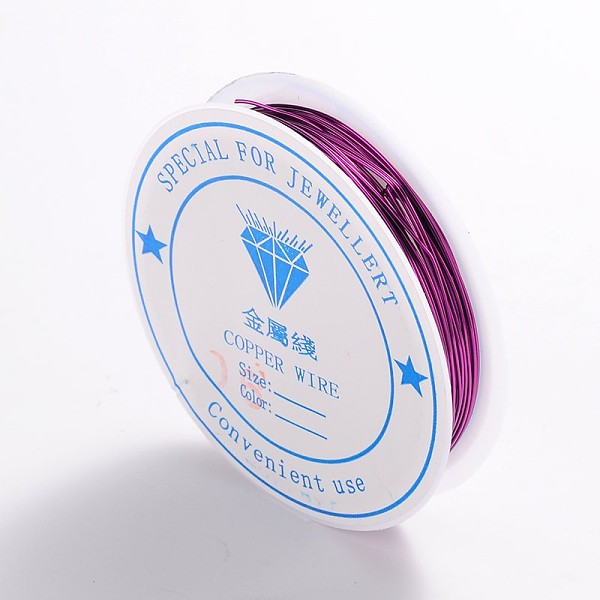 

PandaHall Copper Jewelry Wire, Nickel Free, Purple, 22 Gauge, 0.6mm, about 5.5m/roll Copper Round Purple