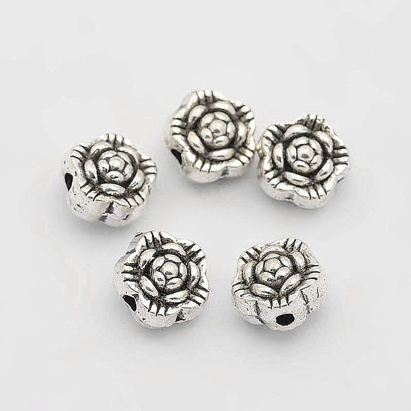 

PandaHall Tibetan Style Alloy Flower Beads, Antique Silver, 6x4mm, Hole: 1mm Alloy Flower