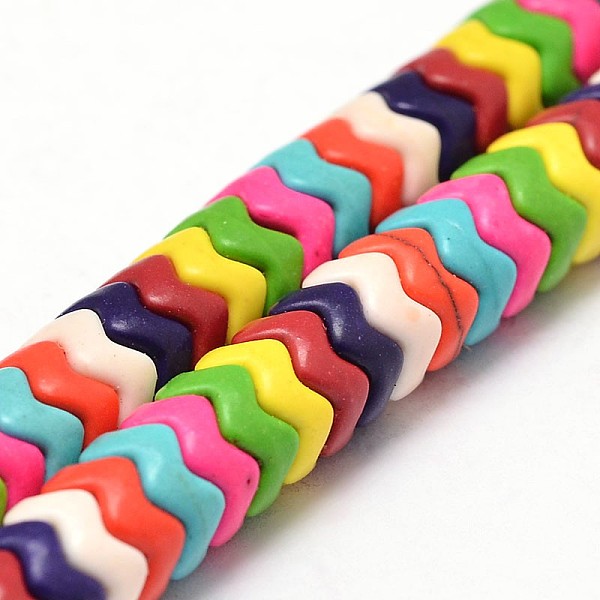 

PandaHall Synthetic Turquoise Bead Strands, Wave, Dyed, Mixed Color, 7x4mm, Hole: 1mm, about 140pcs/strand, 15.7 inch Synthetic Turquoise..., Multicolor