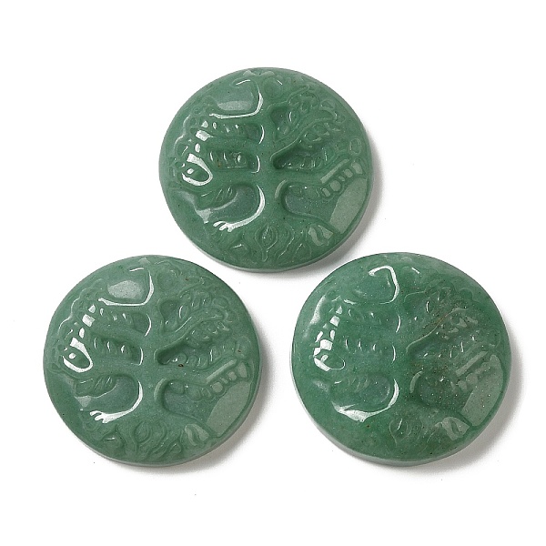 

PandaHall Natural Green Aventurine Pendants, Flat Round Charms with Engraved Tree of Life, 35~37x7.5~9.5mm, Hole: 1.5mm Green Aventurine...