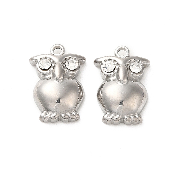 

PandaHall 304 Stainless Steel Pendants, with Rhinestone, Owl Charms, Crystal, 15.5x10.5x4mm, Hole: 1.6mm Stainless Steel+Rhinestone Owl..., White