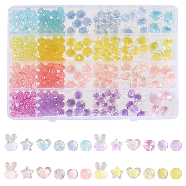 

PandaHall CHGCRAFT 6 Styles 4 Colors Transparent Acrylic Beads, Bead in Bead, Mixed Shapes, Mixed Color, 8~15.5x7~17x7~11mm, Hole: 1.8~2.5mm..., Multicolor