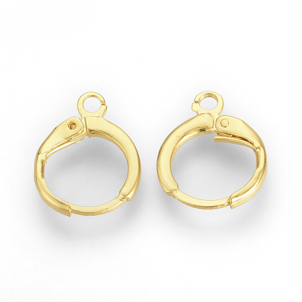 

PandaHall Brass Huggie Hoop Earring Findings, with Loop, Golden, 15x11.5x2mm, Hole: 2mm, Pin: 1mm Brass