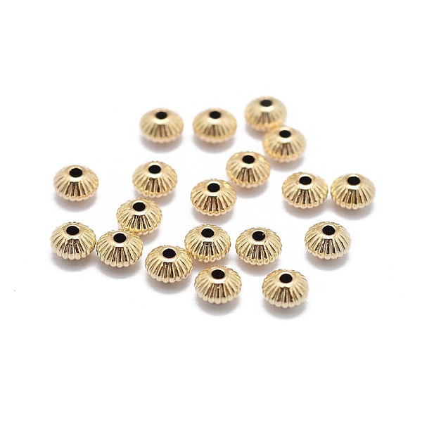 

PandaHall Yellow Gold Filled Corrugated Beads, 1/20 14K Gold Filled, Rondelle, Real Gold Filled, 3.5x2.5mm, Hole: 0.8mm Brass Rondelle