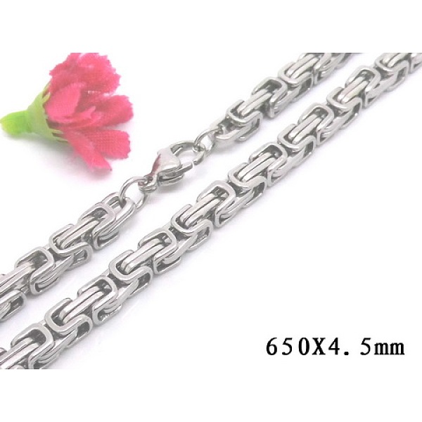 

PandaHall 201 Stainless Steel Byzantine Chain Necklaces, with Lobster Claw Clasps, 25.6 inch(65cm), 4x4.5mm 201 Stainless Steel