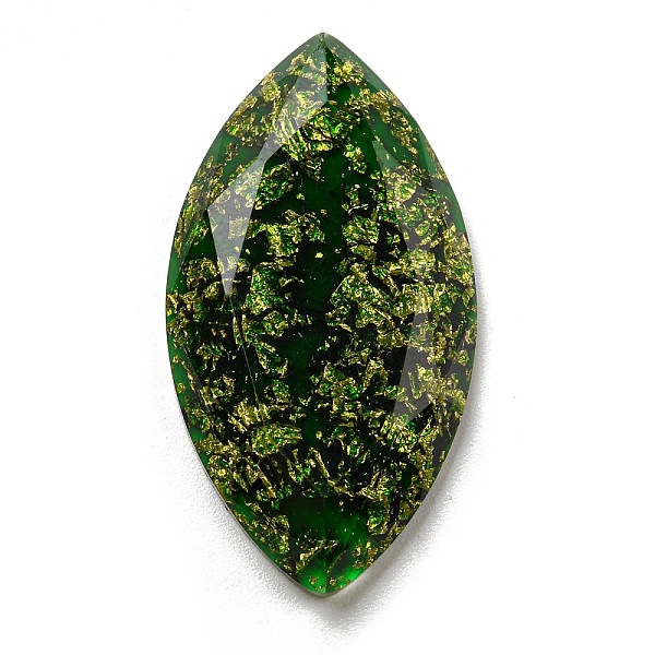 

PandaHall Transparent Epoxy Resin Cabochons, with Gold Foils, Faceted, Horse Eye, Dark Green, 30.5x16.5x4.5mm Epoxy Resin Horse Eye