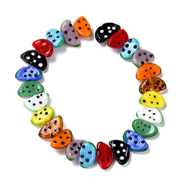 

PandaHall Handmade Lampwork Beads Strands, Fruit, Colorful, 10x18.5x5mm, Hole: 1.6mm, about 25pcs/strand, 9.76 inch(24.8cm) Lampwork Fruit