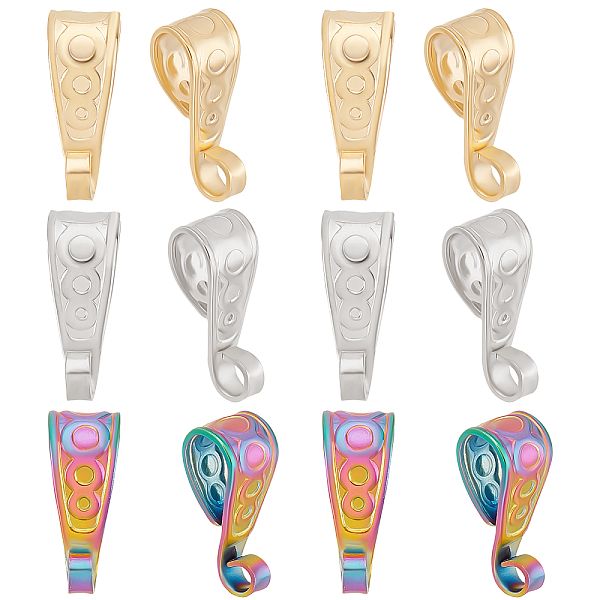 

PandaHall Beebeecraft 1 Box 42Pcs 3 Colors Snap on Bail Stainless Steel Pendant Bails Rainbow Color Loop Bails for Loop Charms DIY Bracelets...