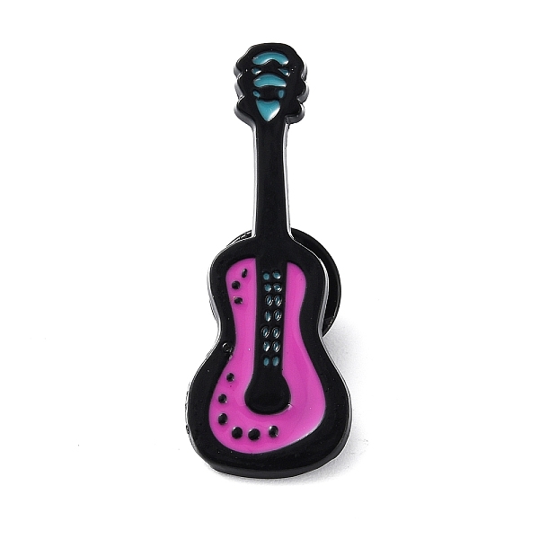 PandaHall Guitar Creative Rock Music Theme Enamel Pins, Black Alloy Badge for Clothes Backpack, Magenta, 38x14x1.5mm Alloy+Enamel Guitar...