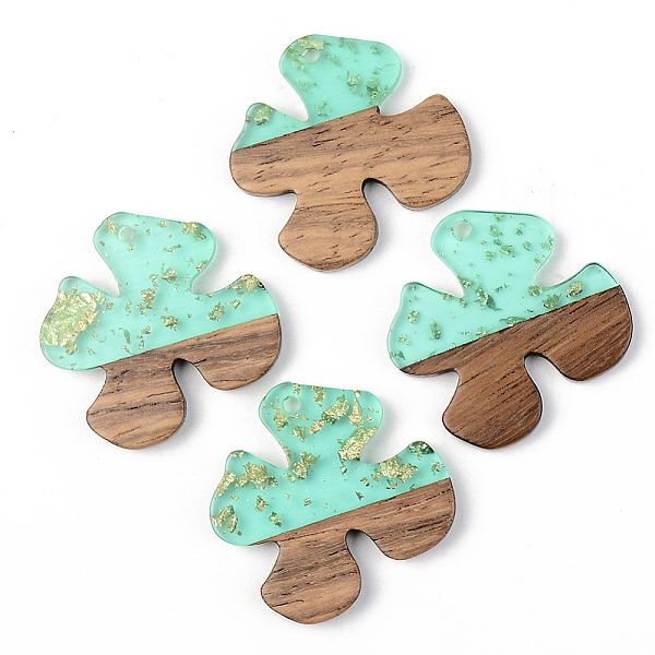 

PandaHall Transparent Resin & Walnut Wood Pendants, with Gold Foil, Flower, Pale Turquoise, 28x28x3mm, Hole: 2mm Resin+Wood Flower