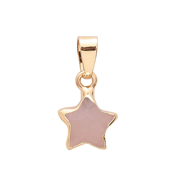

PandaHall Natural Rose Quartz Faceted Star Charms, with Golden Plated Brass Findings, 13x13mm Rose Quartz Star
