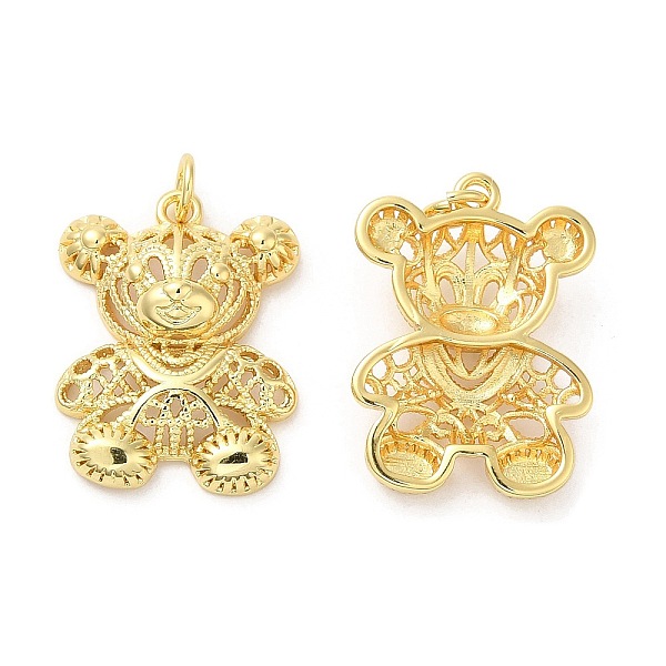 

PandaHall Eco-Friendly Brass Pendants, Lead Free & Cadmium Free, with Jump Ring, Hollow, Bear Charm, Real 18K Gold Plated, 24x17x5.5mm, Hole...