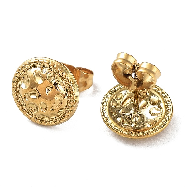 Ion Plating(IP) 304 Stainless Steel Flat Round Button Ear Studs For Women