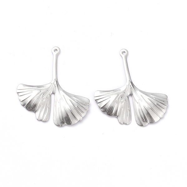 

PandaHall 304 Stainless Steel Pendants, Ginkgo, Stainless Steel Color, 29x25x2mm, Hole: 0.9mm 304 Stainless Steel Leaf
