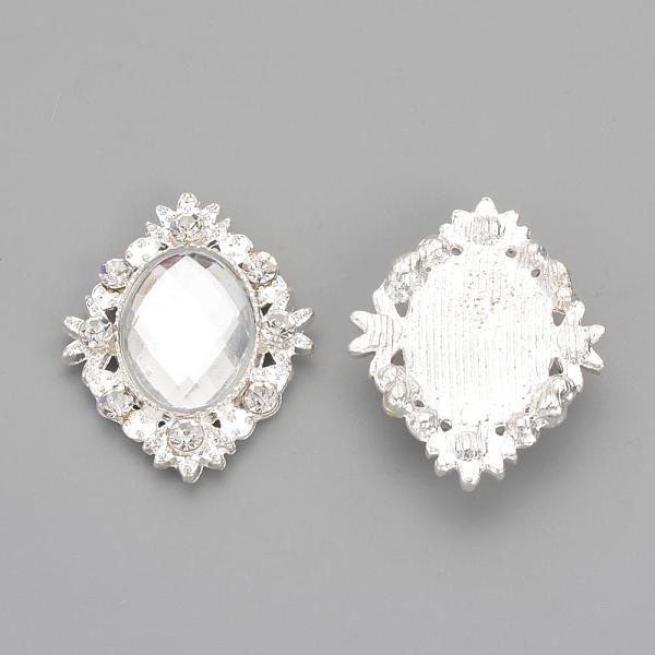 

PandaHall Alloy Rhinestone Flat Back Cabochons, with Acrylic Rhinestone, Oval, Silver Color Plated, Clear, 32x25x4.5mm Acrylic Rhinestone...