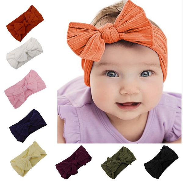 

PandaHall Nylon Elastic Baby Headbands, for Girls, Hair Accessories, Bowknot, Mixed Color, 160x60mm Nylon Multicolor