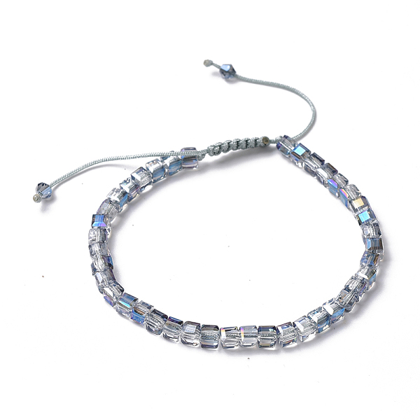 

PandaHall Electroplate Glass Braided Beaded Bracelets, with Nylon Thread Cord, Cube, Sky Blue, 2-1/8 inch3-1/8 inch(5.5~8cm) Glass Blue