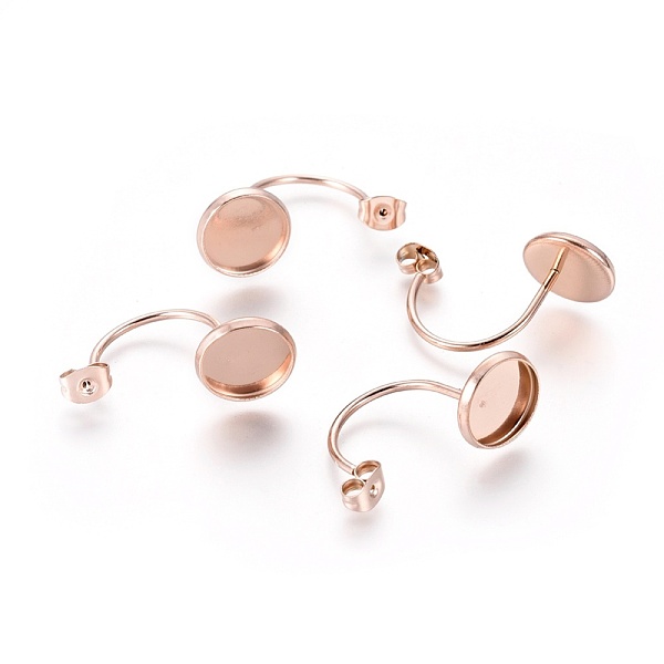 

PandaHall Ion Plating(IP) 304 Stainless Steel Ear Nuts, Friction Earring Backs for Stud Earrings, Flat Round Cabochon Settings, Rose Gold...